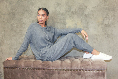 Luna Knit Loungewear Set - Gray - MINTCA